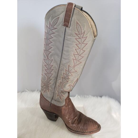 Dan Post Western Exotic Teju Lizard Reptile Cowboy Boots Womens Size 5.5C - Picture 6 of 9